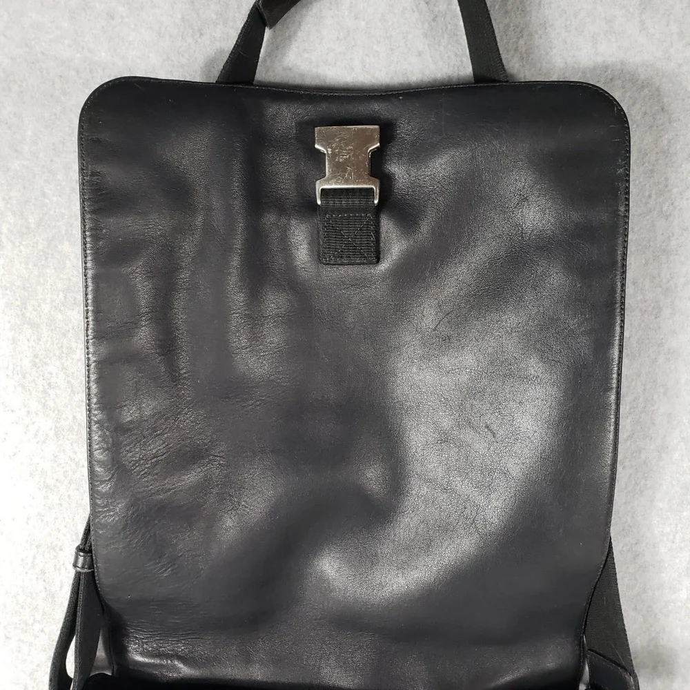 NWT Coach Black‎ Leather Messenger Crossbody Bag Adjustable Strap Buckle Unisex